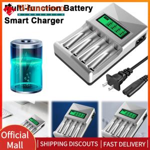 【winnereco】 4-Slot AA AAA Battery USB Charger LCD Screen Independent Slot Battery Charger for AA AAA NIMH NI-CD Rechargeable Batteries