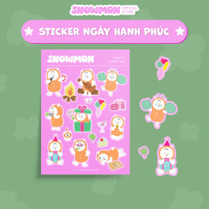 Sticker Snowmon Ngày hạnh phúc của Moni - Hình dán sticker Snowmon đáng yêu