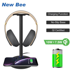 New Bee NB-Z4 Headphone Stand with Fast Wireless Charger Function Qi Certified 5W/7.5W/10W Fast Charging Headset Stand