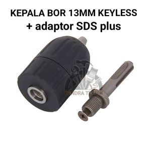 KEPALA BOR 13MM + ADAPTOR SDS PLUS AKSESORIS DRILL CHUCK 13 MM SDS PLUS ADAPTOR SDS PLUS KEYLESS