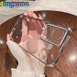Jingsanc mạ trong suốt trường hợp cho Realme 10 Pro +/10 Pro cộng với/10 Pro 5g vỏ điện thoại bọc hoàn toàn ống kính máy ảnh Bộ giảm chấn bảo vệ chống sốc lưng mềm Bìa A26-1