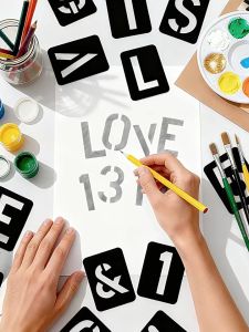 "PP material Hollow Number and Letter Template DIY Washable Reusable Painting Stencils Art Door Decor Home Sign "