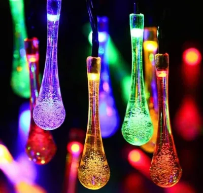 LuckyLKH2* 30LED XH 612 Solar Energy Powered Crystal Droplights (7.5Meters) Christmass Solar Light String LED Water Drop Light Outdoor Waterproof Christmas Decoration