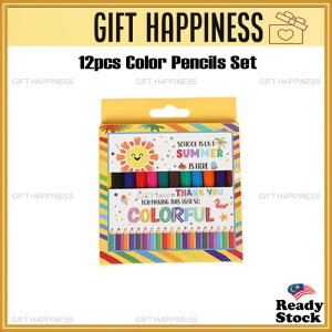 12pcs Color Pencils Set  –  Kids Drawing & Coloring Gift | Birthday Party Goodies | Creative Toy | Gift Happiness