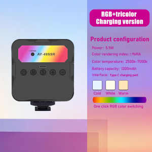 Pocket LED Fill Light Selfie Light With Clip&Phone Holder High Power Rechargeable Cri 95+ 3 Light/RGB Modes Portable Clip On Light for Phone/Tablet/Laptop Ultra Bright Photo and Video Lighting LED Fill Lamp Photography Lighting for Vlogging Tiktok