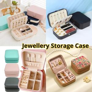 Portable Pu Leather Jewellery Storage Case for Ring Necklace Rectangle Square Travel Jewelry Box Packaging