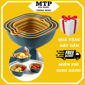 Bộ Rổ 6 Món Kèm Chậu Chất Liệu Nhựa Cao Cấp Đựng Đồ Đa Năng Chất liệu nhựa PP cứng và bền bỉ an toàn và không độc hại