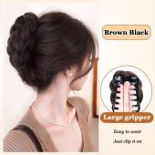 JIYAN2866 Natural Hair Bun Claw Clip Synthetic Fluffy Bun Head Wig Brown Hairpiece Women