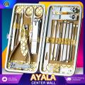 【Japan Original】New 19pcs Manicure Set Complete Original Stainless Carbon Steel Kit Box Nail Clippers Set Premium Personal Care Pedicure Tools. 
