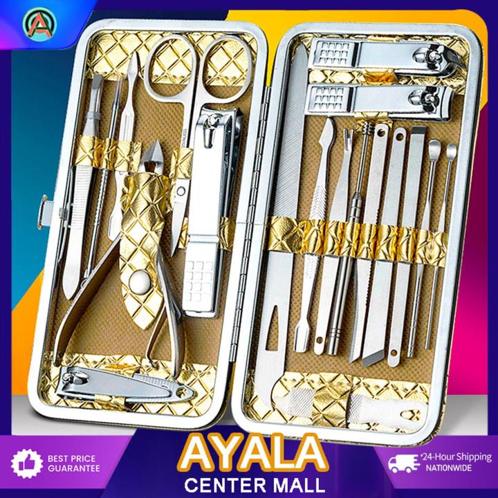 【Japan Original】New 19pcs Manicure Set Complete Original Stainless Carbon Steel Kit Box Nail Clippers Set Premium Personal Care Pedicure Tools