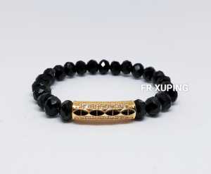 FR XUPING GELANG KRISTAL CEKO WANITA 8 MM CHARM TABUNG PLAT HITAM LAPIS EMAS GELANG FASHION
