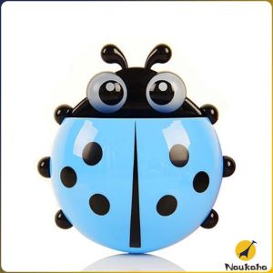 Naukaha【Ready in Stock】 Ladybug Cartoon Toothbrush Holder Bathroom Toothbrush Toothpaste Wall Suction Holder Rack Container