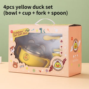 Baby Feeding Set Baby Eating Bowl 3pcs/4pcs Anti-fall Set Baby Plate Set 304 Stainless Anti-scalding Feeding 3M+