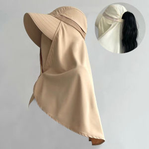 Long Shawl Sun Hat Women Face Mask Integrated Neck Cover Breathable Summer Cycling Riding Outdoor Topi Cantik