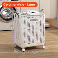 【sg】HXR Foldable Laundry Basket With Wheels Waterproof Large Capacity Dirty Clothes/Toy Organizer/Snack. 