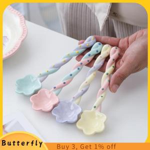 Butterfly 1Pc Long Handle Spoon Cute Ice Cream Hand Painted Dessert Spoon with Long Handle Kitchen Tableware Accessories