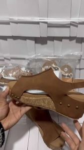 Plus Size 43 New WomenS Wedge Heel Peep-Toe Thick-Soled Rivet Sandals