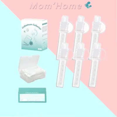 MomHome Colostrum Collector Kit Breast Milk Collector with Cotton Cloth Wipe and Storage Case Ready-to-Use Reusable 6ml/6pcs
