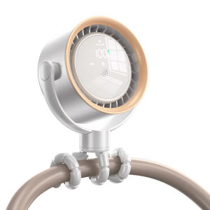 100 level baby stroller fan desktop bedside 20000mAh USB folding silent lightweight 360 ° rotation timing mini frequency conversion digital display octopus shaking head fan