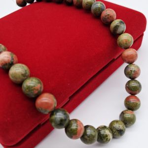 ยูนาไคต์-หินถูกหวยหินเส้นยาวจากโรงงานความยาวประมาณ39เซน(37-40เซน)สำหรับนำไปร้อยเองได้2วงข้อมือ หินนำโชคราคาส่ง