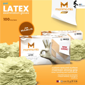 Puritex Latex glove Powder Free Mammamia Examination latex gloves Size 100pcs