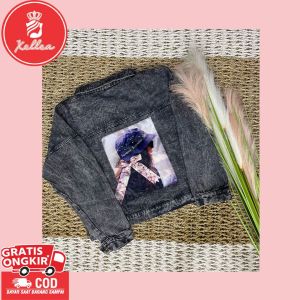 Jaket Jeans Kancing Kerah Kemeja Outer Lengan Panjang Tebal Model Simple Terbaru Cantik - XELLEA