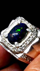 Cincin Kalimaya Black Opal Solid Top Jarong Asli Banten