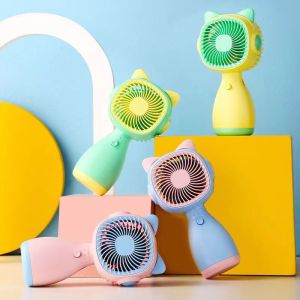 Small Handheld Fan | USB Charging 3 Wind Speed Blue Light Interchangeable Ear