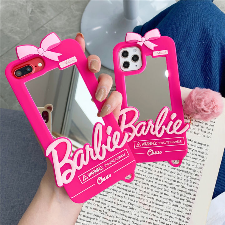 Cartoon Barbie Mirror Case For iPhone 12 Mini 11 Pro Max For