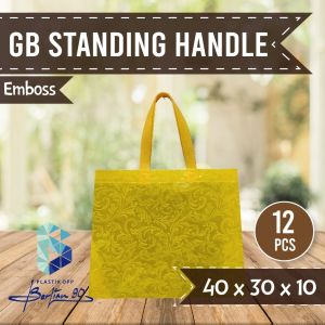 ( ISI 12 PCS ) Goodie Bag PREMIUN TEBAL Goodie Bag Standing Handle EMBOSS 40 x 30 Tas Spunbond Tali EMBOSS