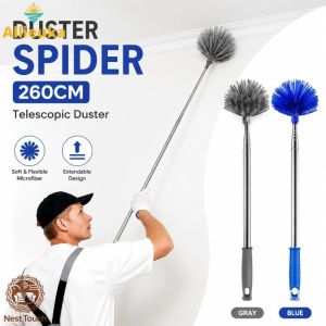 Allieuka 260cm Ceiling Duster Spider Retractable Adjustable Length Handle Indoor Outdoor Ceiling Web Cleaner