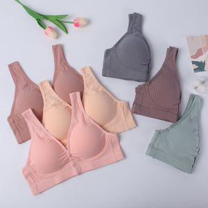 Lizida ขนาดพิเศษปุ่มเปิดด้านหน้า Cotton ผู้หญิงดันความเป็นแม่การพยาบาลให้นมแม่ท้อง Bra