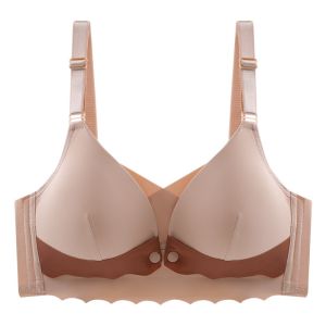 VCH Front Buckle Wireless Deep V Bra Close-fitting Shockproof Big Cup Brassiere Large Size Gathered Breasts Push Up Underwear Breastfeeding