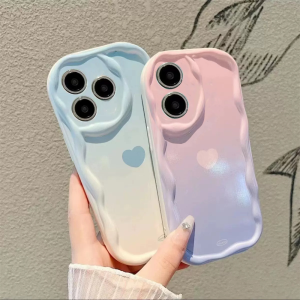 (Lokal Ready) PENGER Casing hp Infinix Hot 30i Note 12 G96 Hot 12 Play Hot 11 Play Hot 9 Play 10 Play Smart 5 Smart 6 Smart 7 Hot 20S Candy Gradient Love Heart Lembut 3D Bergelombang Curved Edge Case
