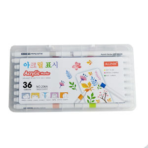 Bút Lông Màu Acrylic Marker 36 Colors NO.206A Water Pigment Cao Cấp Tươi Sáng Không Lem Trên Giấy Đa Năng Vẽ Được Trên Nhựa Đá Thủy Tinh  Kính