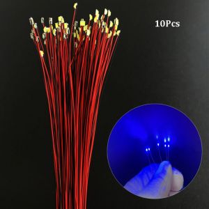 LITTLEX 10Pcs Thang đo HO N OO Đèn dây LED SMD 0805 Đường màu đỏ đen 10 màu sắc Đồ trang trí đường ray xe lửa siêu nhỏ đã được hàn sẵn 21.25mm Đèn tàu mô hình