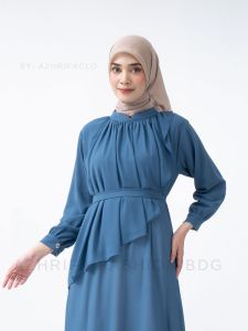 AFB - Gamis Dress Ceruty Babydoll Polos Terbaru Serut Depan Size M L XL Wanita Muslim