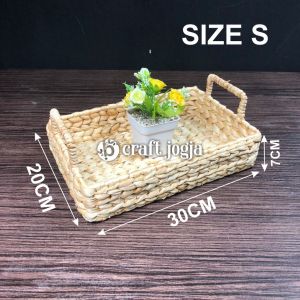 Nampan Anyaman Enceng Gondok Kotak Kerangka Besi (satuan) Ukuran S-M-L Kerajinan Anyaman Jogja