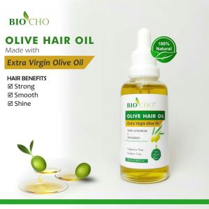Biocho Olive Hair Oil 50ml | Nourishing Hair & Scalp Treatment with Olive Oil | Strengthens & Adds Shine for All Hair Types