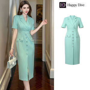Happy Diva เดรสผู้หญิง เดรสสีเขียว เดรสสูท  เดรสทำงาน เดรสไฮโซ เดรสวินเทจ เดรสออกงาน เดรสปาร์ตี้ ชุดราตรี 30746