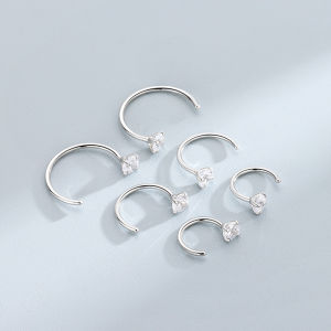 shiqinbaihuo 1PC thép không gỉ CZ xuyên Bông tai đinh tán Tai xương sụn Helix tragus daith ốc xà cừ rook Hoop Bông tai phụ nữ đồ trang sức cơ thể