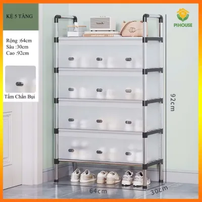 Tên sản phẩm Kệ Giày Dép Inox 5 Tầng và Giá/ Kệ Giày Dép Inox Có Vách Ngăn Chắn Bụi 5 Tầng