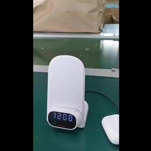 Cross-border New Wireless Charger Desktop Fast Charging Stand Three-in-One Digital Clock Bluetooth Earphone Charging Base
