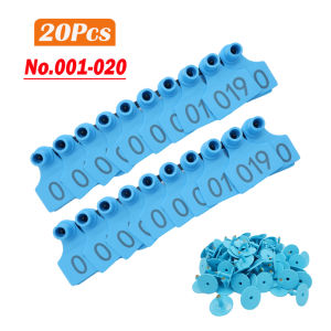 20Pcs Ear tag for pig set Number 001-020 Pig goat identification ear tags 4 colors