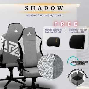 APOL Aevum Ergonomic Gaming Chair with Magnetic Cooling Headrest | EcoBlend Fabric & Vegan Leather