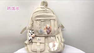 Student Cute Backpack Harajuku Japanese Multi-Pocket School Bag with Pendant