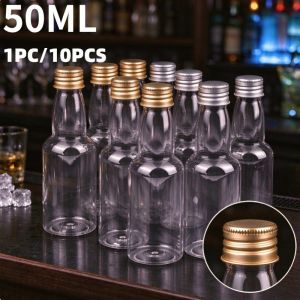 10PCS 50ml Mini Clear PET Refillable Liquor Bottles with Leakproof Screw Caps For Party Wedding Liquor Bottles