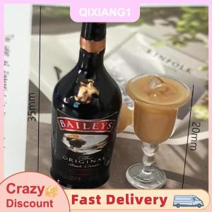 QIXIANG1 Bộ chai rượu vang thu nhỏ Nhà búp bê 1/12 với cốc mô phỏng đồ chơi mô hình đồ uống