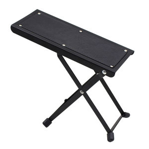 Foldable Guitar Foot Stool 4 Position Height Adjustable Guitar Foot Rest Black for Guitar