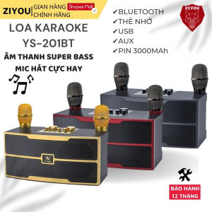 Loa karaoke mini YS-201 Loa Loa Karaoke YS-201 Bass Siêu Trầm Công Suất 35W Di Động Karaoke 2 Micro Hát Karaoke YS201 Bass Trầm